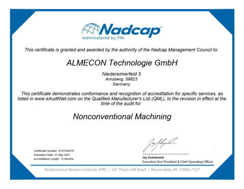 Nadcap Nonconventional Machining 