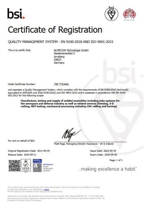 bsi Quality Management System - EN9100:2018 