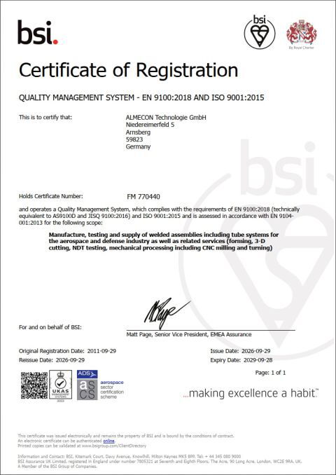bsi Quality Management System - EN9100:2018 